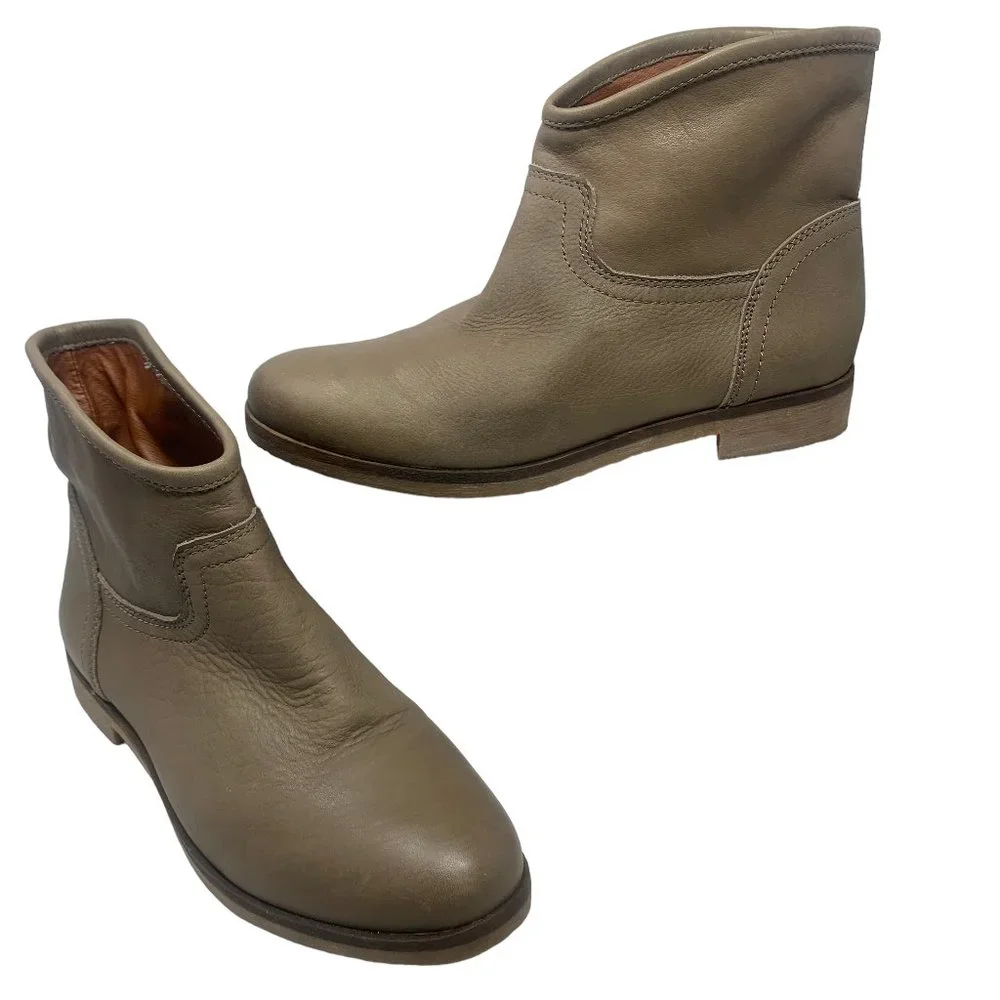 LUCKY BRAND Garmann Taupe Leather Pull‎ On Booties